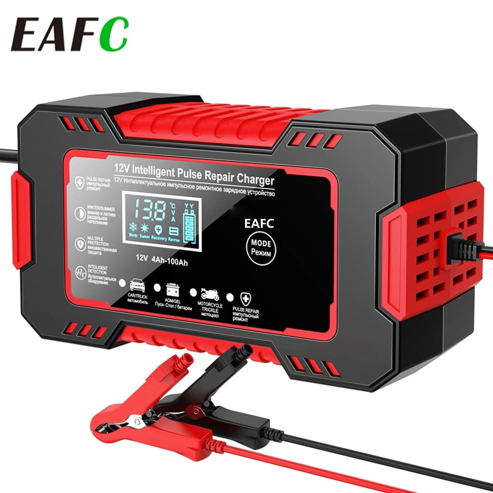 Univerzální nabíječka autobaterií Eafc 12V 8A 12V 6A Inteligentní pulzní nabíječka pro opravy motocyklů pro olověné baterie Lifepo4