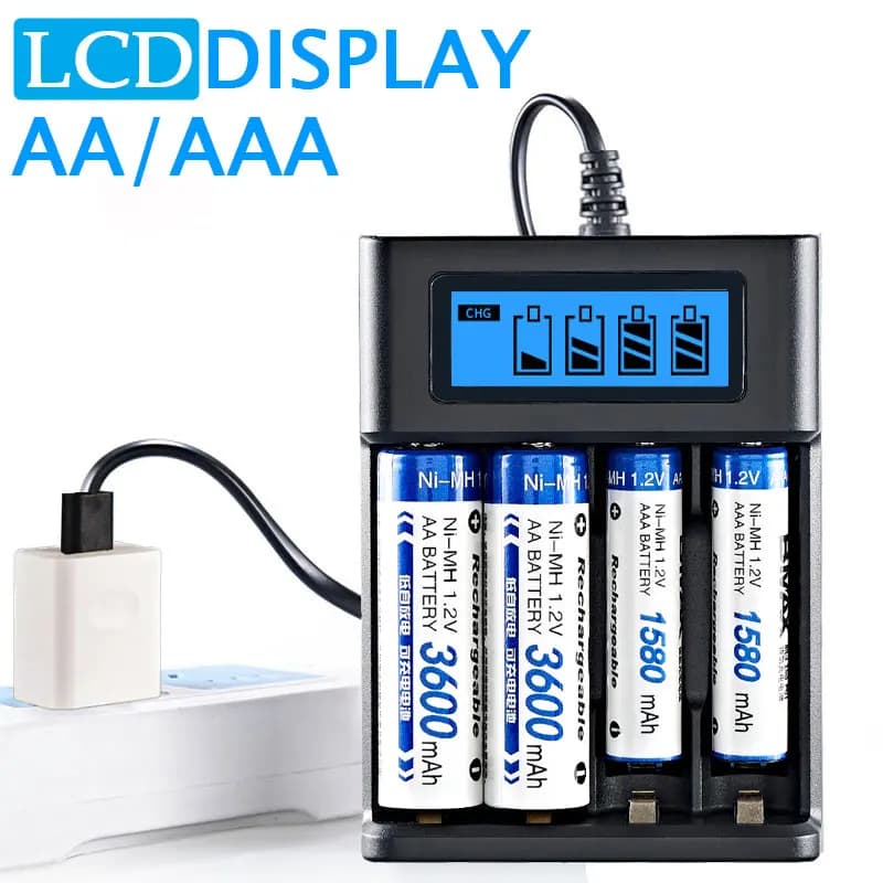 LCD displej AA / AAA baterií USB nabíječka 4 sloty pro NI-MH /NI-CD AA AAA 1,2V dobíjecí baterie indikátor nabíječky baterií