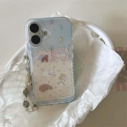 Korejská kreslená štěňata a koťata s řetízkem na zápěstí pro iPhone 17 16 15 14 11 12 13 Pro Max 16E 17Air 7 8 Plus kryt - náhled 3