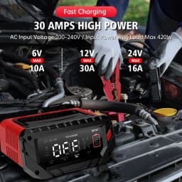 HTRC 30A/26A 6V/12V/24V nabíječka autobaterií pro motocykly s olověnými, SLA gelovými lithiovými LiFePo4 bateriemi, přenosná inteligentní nabíječka - náhled 4