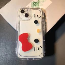 Pouzdro s motivem Hello Kitty s červenou mašlí a tlustým popruhem pro iPhone 16 14 12 13 11 15 Pro Max XR XS MAX 7 8Plus MINI Y2K Girl Kawaii Cover - náhled 4