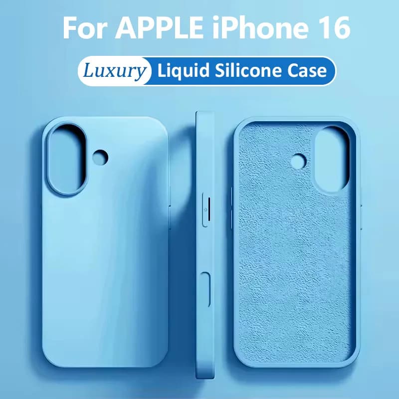 Luxusní tekutý silikonový kryt pro iPhone 16 15 14 13 12 11 Pro Max Plus NOVÝ matný nárazuvzdorný kryt z měkkého TPU ochranného pouzdra