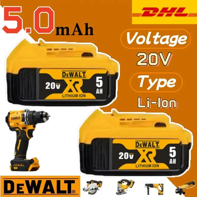 DEWALT 20V baterie 5,0 Ah dobíjecí lithium-iontová nabíječka baterií DCB118 Bezkartáčový elektrický šroubovák Vrtačka DCD805 elektrické nářadí