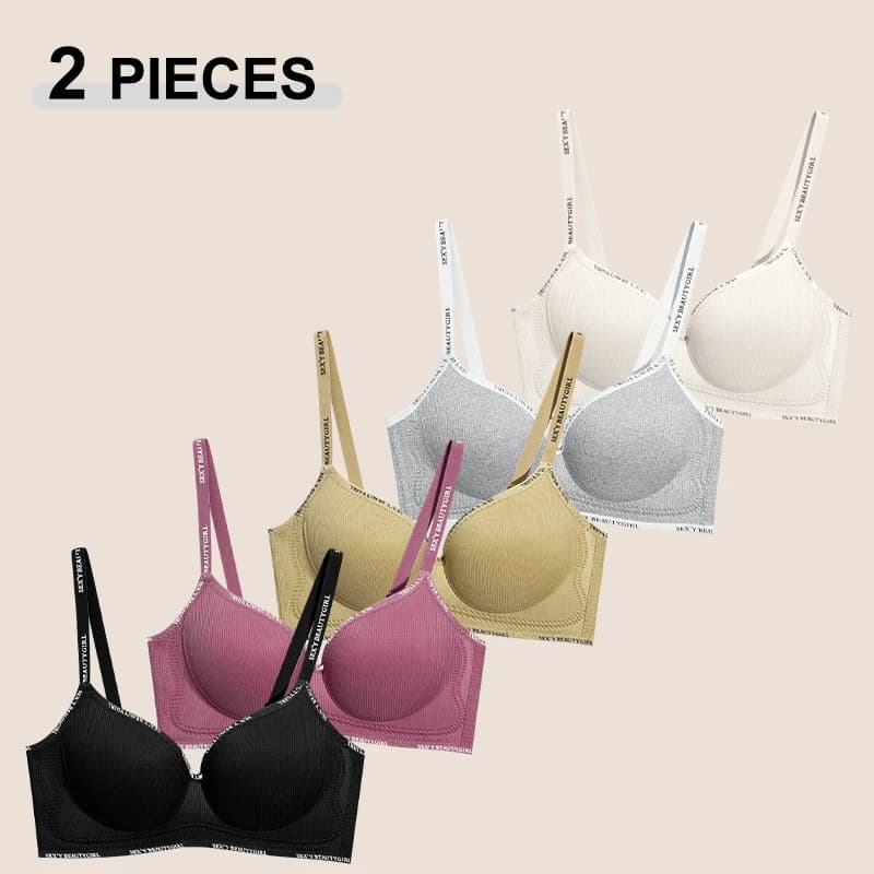 Dámské sexy podprsenky s push-up ramínky a hlubokým výstřihem do V, 2 ks/sada, bezešvé, jednobarevné, s ramínky a bez rukávů