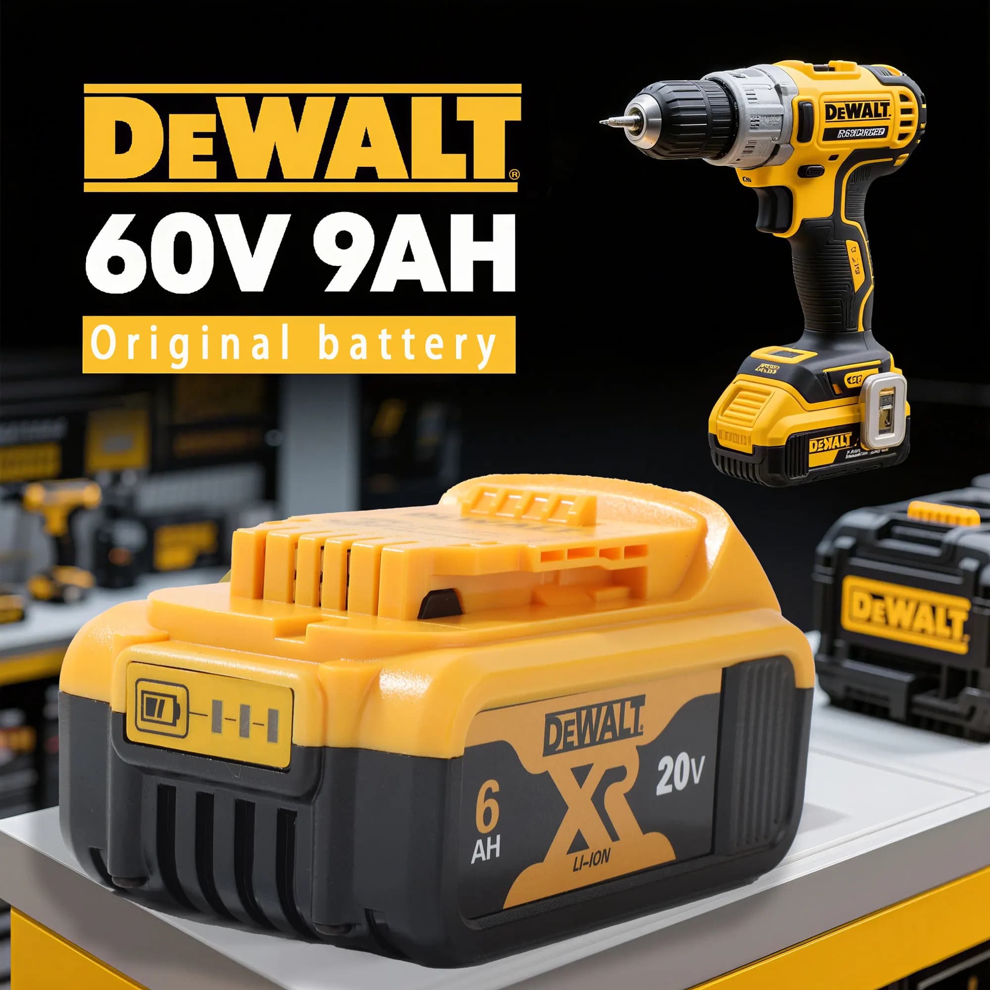 Originální baterie Flexvolt DEWALT 20V/60V DCB606 DCB182 DCB205 DCB206 DCB209 pro elektrické nářadí 20V baterie 5AH 6AH 9AH Dewalt