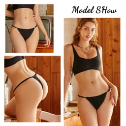 3 ks/sada bavlněných tang, sexy dámské tanga, nastavitelný pás, bezešvé kalhotky, prodyšné, s nízkým pasem, dámské spodní prádlo, měkké, jednobarevné - náhled 3