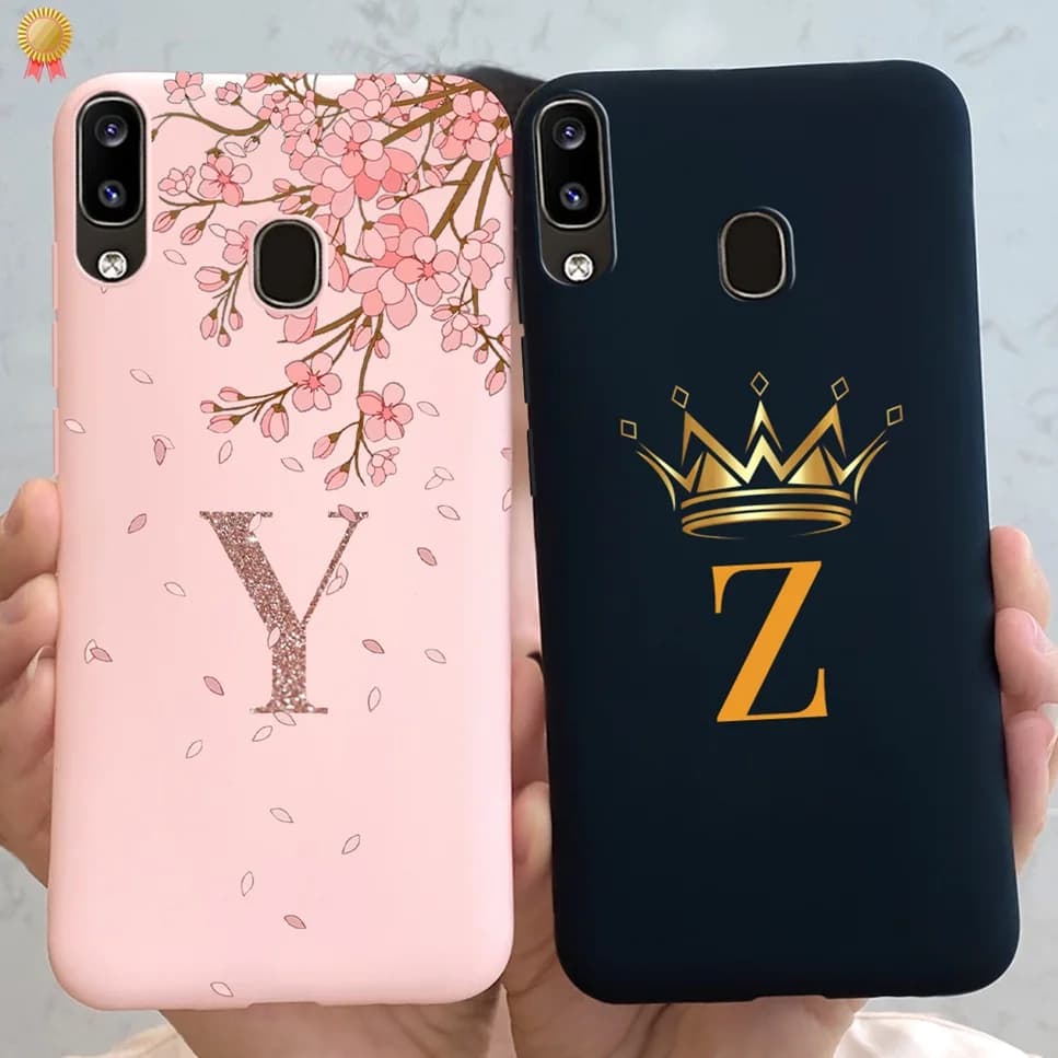 Silikonové pouzdro pro Samsung A20 A20s A20e, černé, růžové, s písmeny, zadní kryt pro Samsung Galaxy A 20 A20 SE A20s A20e