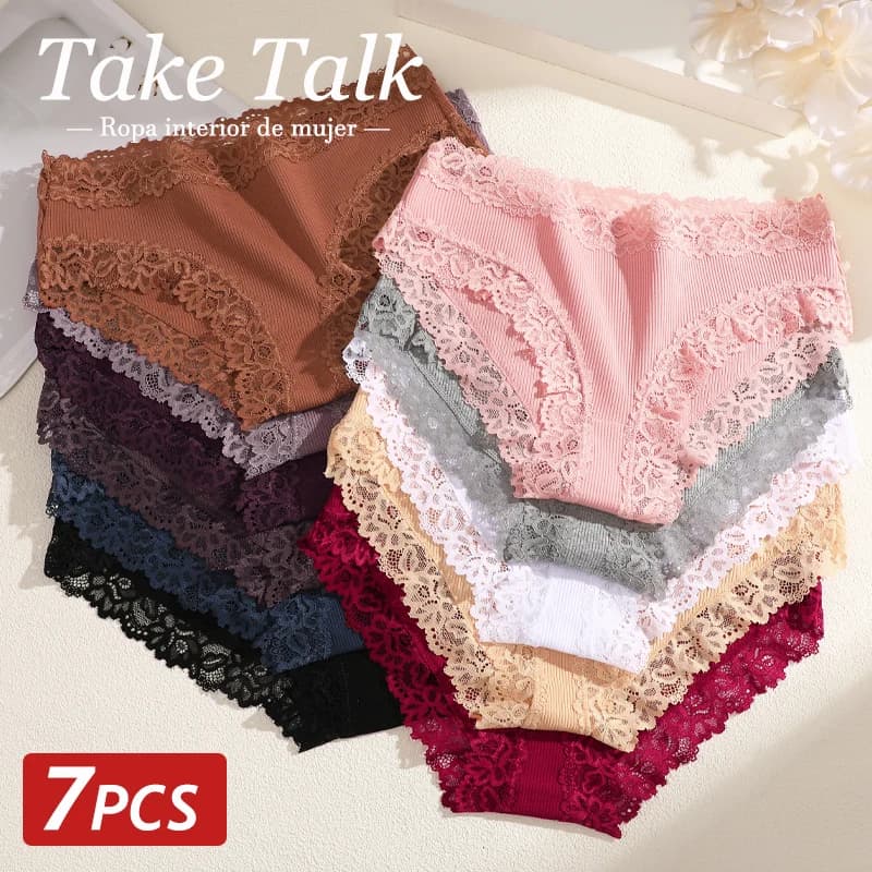 7PCS Bavlněné kalhotky pro ženy Bezešvé žebrované kalhotky Dámské strečové pohodlné spodní prádlo Dámský nízký pas Sexy spodní prádlo Jednobarevné