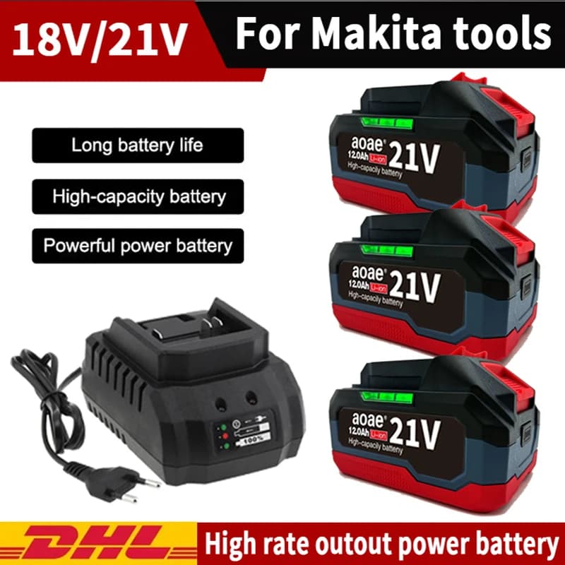 18V 21V 6.0 9.0 12.0Ah dobíjecí lithiová baterie pro Makita 18V elektrické nářadí aku klíč, pila, vrtačka, bruska, šroubovák