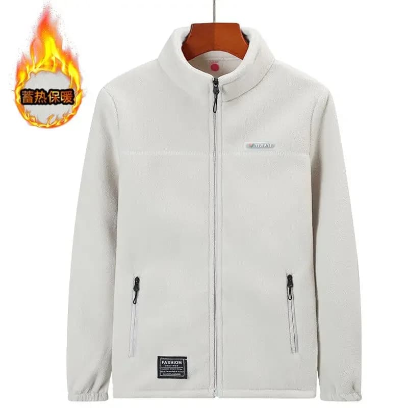 Dámský kardigan, svetr, plyšový, zesílený, stojáček, chladuvzdorný, teplý, oboustranný, polar fleece, volné kapsy na zip
