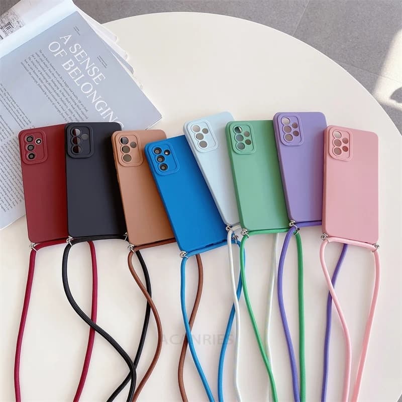 Silikonový kryt s crossbody pro Samsung Galaxy A55 A35 A25 A15 A05s S24 Plus Ultra 5g M34 Cord, velikost pro A 55, 35, 25, 15, S 24, pouzdro se šňůrkou na krk, 5G, M34 Cord, zadní kryt