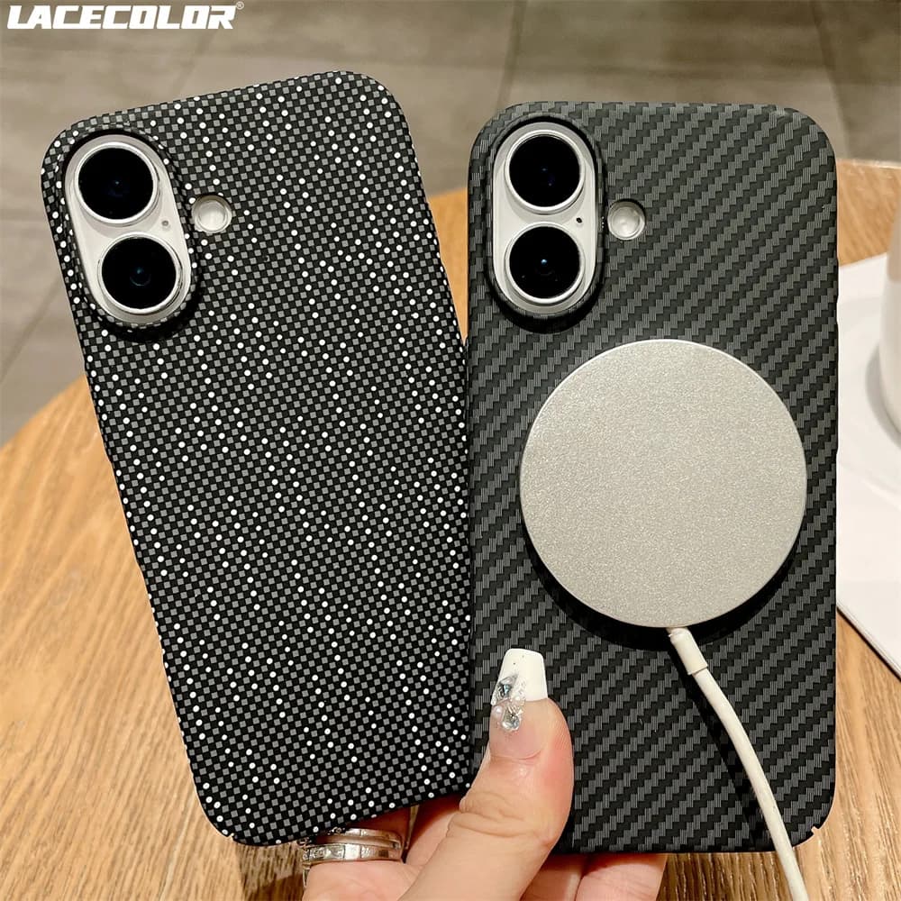 Luxusní karbonové vlákno kevlar vzor pro magnetické pouzdro MagSafe pro iPhone 17 Air 16 15 14 Plus 13 12 11 Pro Max nárazuvzdorný kryt