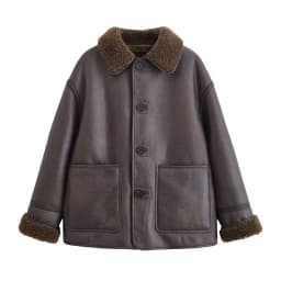 2025 Winter New Women's Casual Fashionable Simple Versatile Comfortable Loose Warm Reversible Jacket