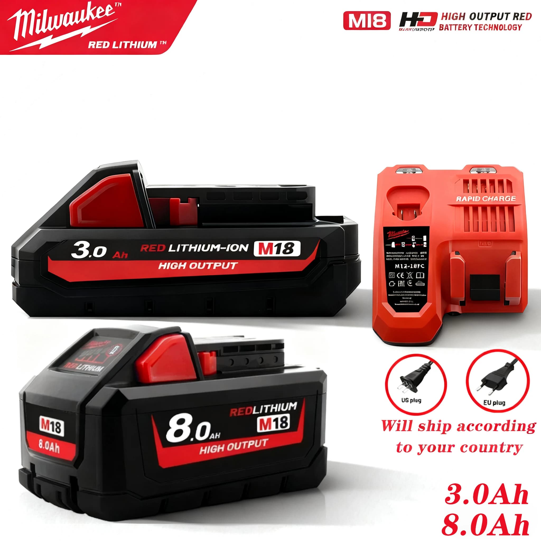 Náhradní lithium-iontová baterie Milwaukee M18 18V 12Ah - 48-11-1815/48-11-1850, pro vysoce výkonné zdroje napájení pro náročné nářadí