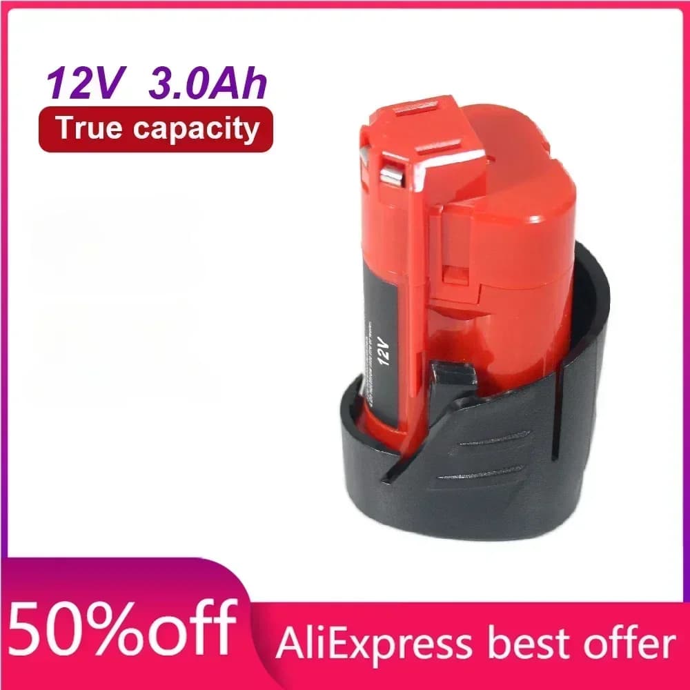 Velká akcePro dobíjecí baterii Milwaukee M12 3,0 Ah/6,0 Ah pro 12V akumulátorové nářadí 48-11-2402 48-11-2411 48-11-2401 MIL-12A