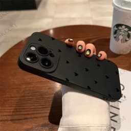 Černý silikonový kryt s motivem srdce pro iPhone 17 16 15 14 11 Pro Max 12 13 Mini XS XR X 8 7 Plus nárazuvzdorný měkký silikonový nárazník - náhled 4