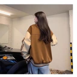 Americký styl baseballové bundy pro ženy jaro podzim nová korejská verze výšivka všestranný volný studentský top trendy značka - náhled 3