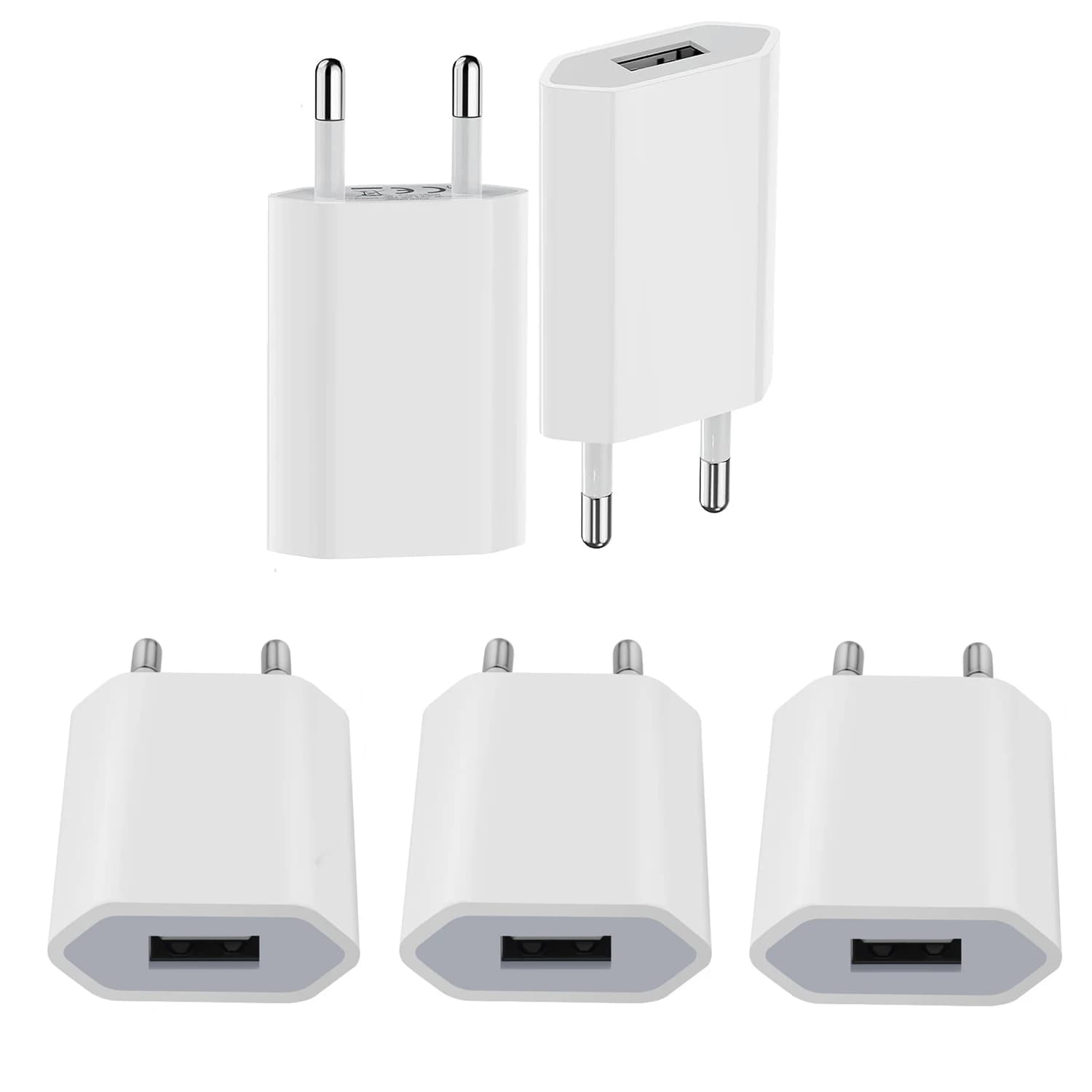 Univerzální USB nabíječka do zásuvky 1/2/5 ks 5V1A s ochranou proti zkratu - evropský standardní konektor pro iPhone