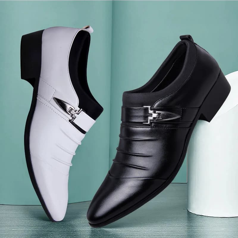 Klasické pánské nazouvací boty z PU kůže špičatý nos formální business casual svatba plus vel.