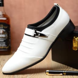 Klasické pánské nazouvací boty z PU kůže špičatý nos formální business casual svatba plus vel. - náhled 3