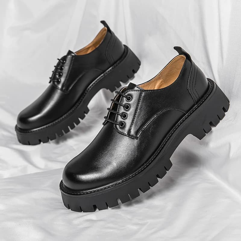 Platformové pánské kožené bílé nízké boty tlustou podrážkou formální svatební i business casual