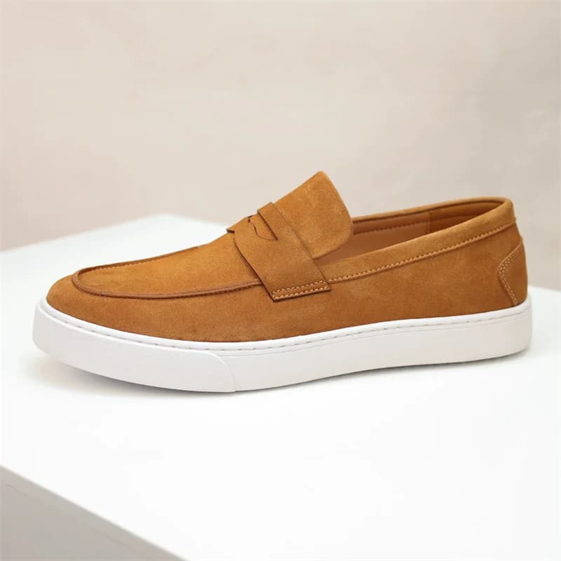 Pánské semišové mokasíny z telecí kůže Slip-on formální na svatbu i do kanceláře