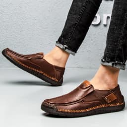 Pánské kožené Slip-On Mokasíny pohodlné procházkové boty na každý den - náhled 6