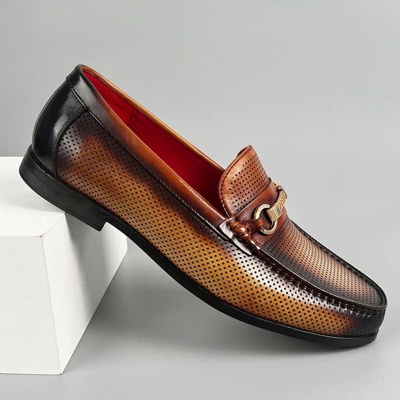 Pánské kožené mokasíny slip on loafery formální casual boty ruční výroba