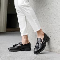 Pánské platformové polobotky s třásněmi černobílé slip-on svatební formální obuv - náhled 5