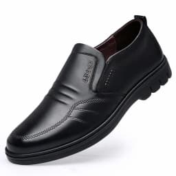 Pánské kožené mokasíny slip on černé pro business casual formální obuv - náhled 7