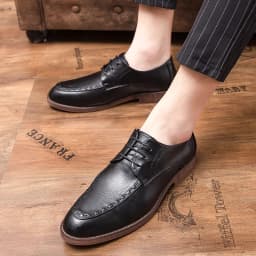 Pánské formální kožené boty vysoké kvality pro byznys a svatby britský styl brogue loafers - náhled 5