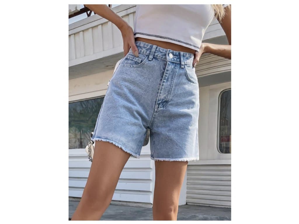 Dámské džínové šortky léto s vysokým pasem modré