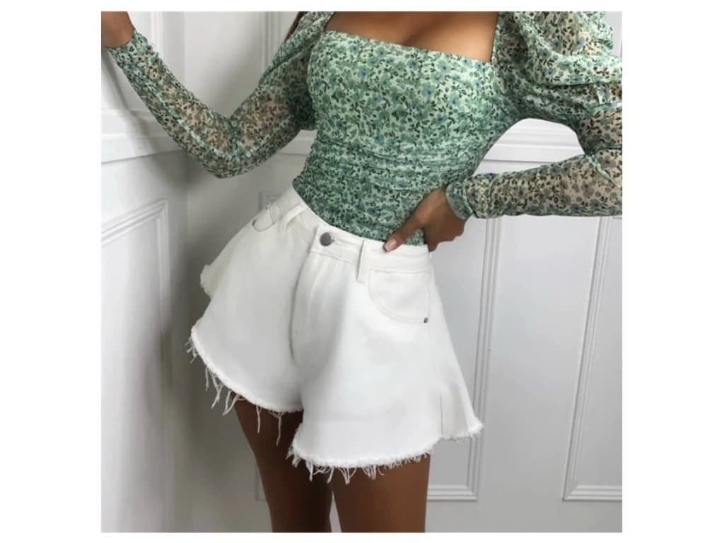 Dámské Džínové šortky Léto Volný Styl bílé