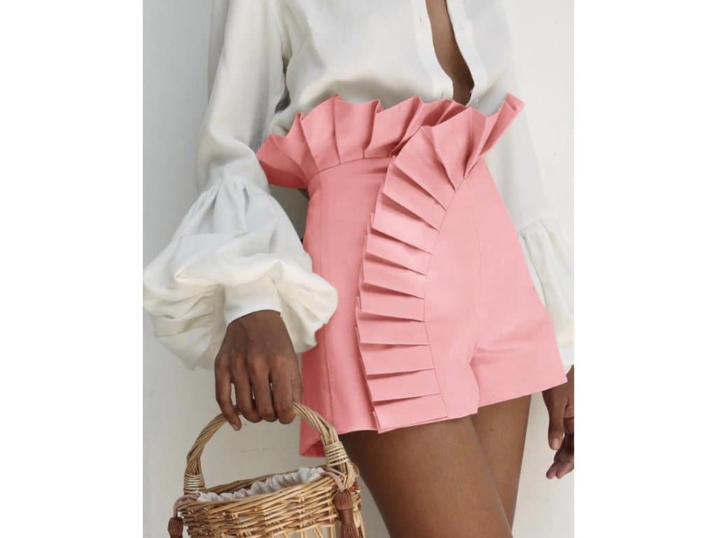 Dámské nařasené šortky růžové