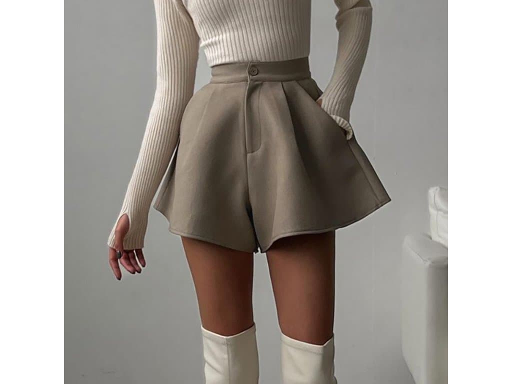 Dámské šortky s vysokým pasem šedé