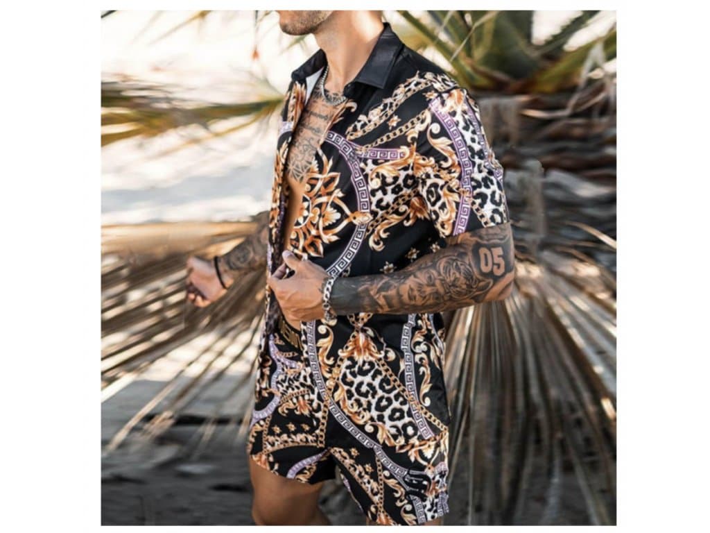 Havajská košile a šortky Pánská Plážová sada tygr