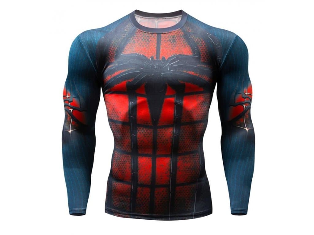 Sportovní Fitness Tričko Spiderman s dlouhým rukávem
