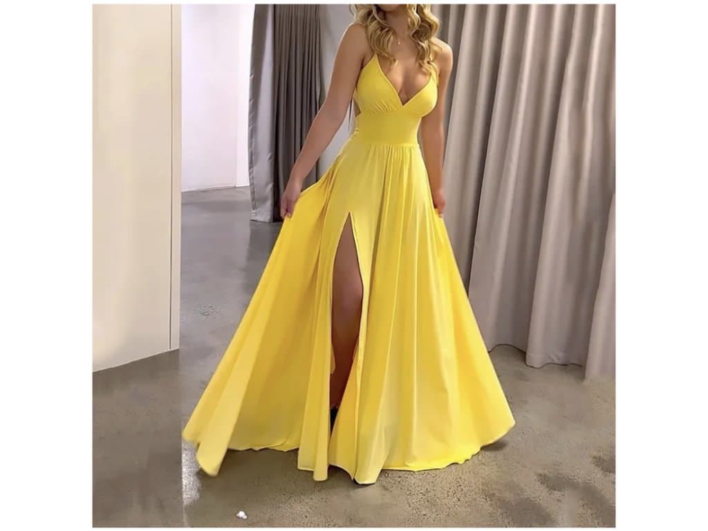 Dámské Maxi Šaty Letní Bez zad žluté