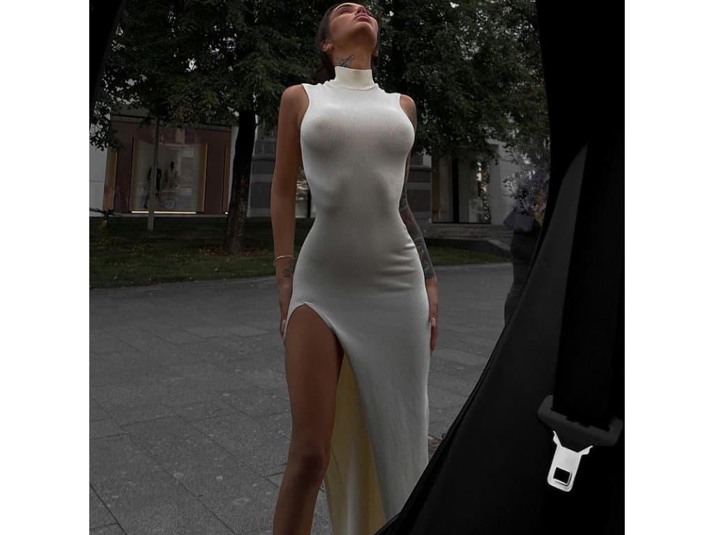 Elegantní sváteční sexy klubové šaty bílé