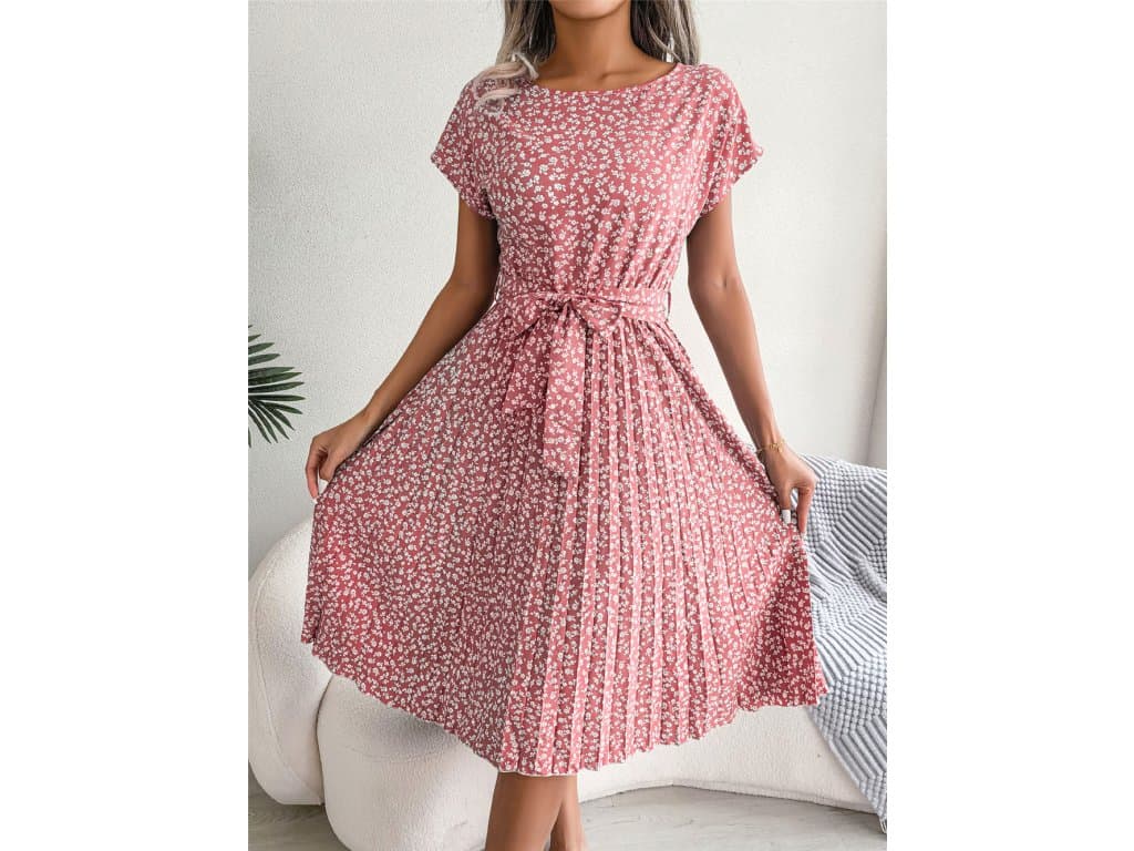 Květinové Dlouhé šaty Dámské Jaro Léto růžové