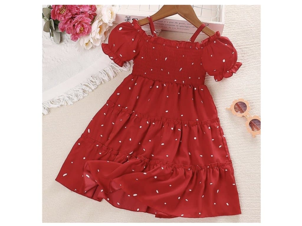 Princezna šaty pro dítě 1 až 8 let červené tečky
