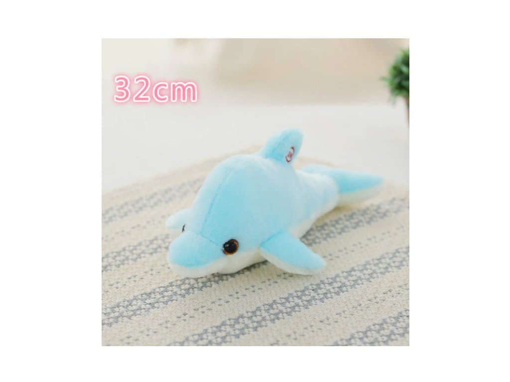 Světelný polštář plyšová hračka delfín modrá