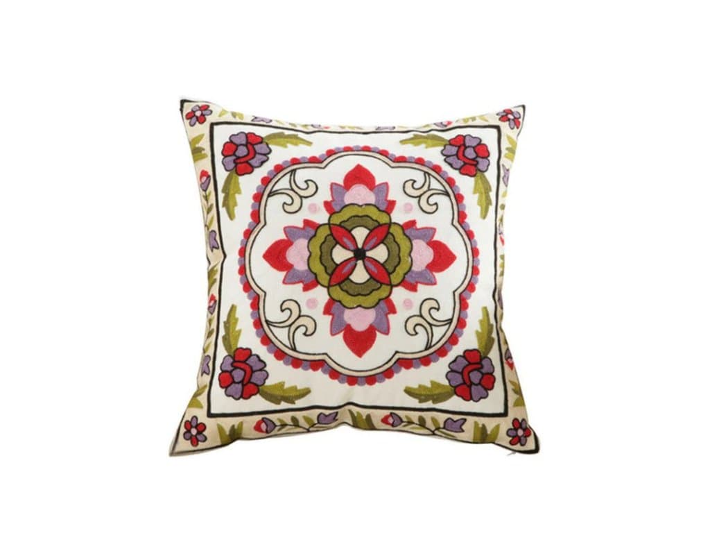 Vyšívaný Povlak na polštář květinový vzor 45x45 typ 9
