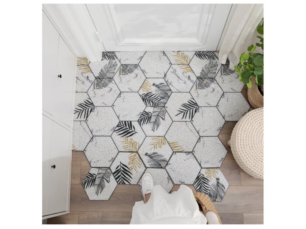 Domácí Koberec rohožka šestiúhelníky bílé