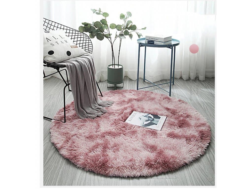 Nadýchaný kulatý koberec do obývacího pokoje 10 barev