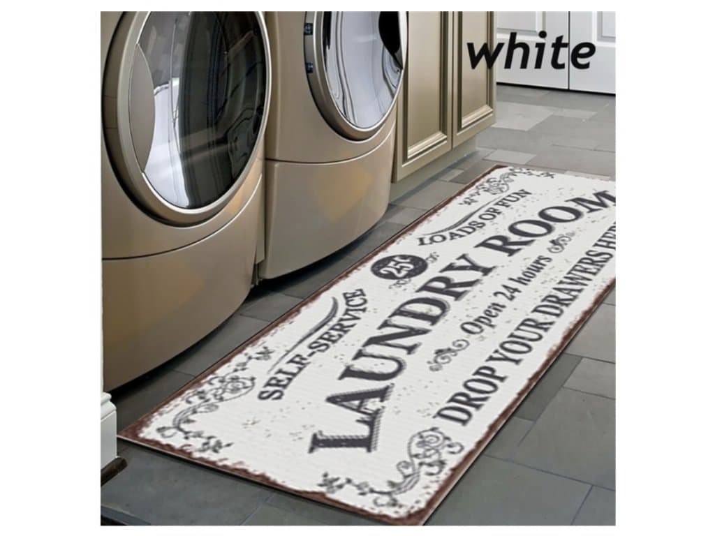 Protiskluzové podložka rohožka do prádelny bílá