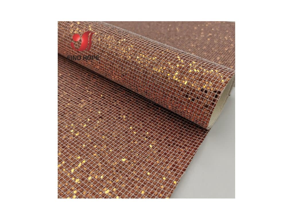 Kostkovaná flitrová třpytivá duhová tkanina bronzová
