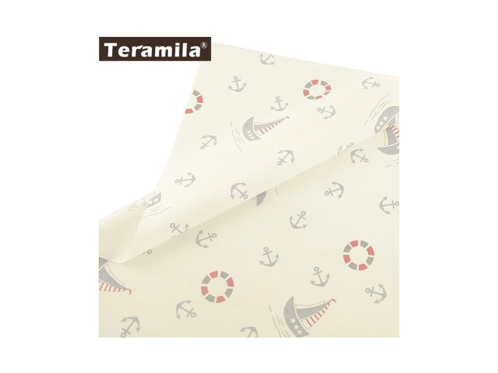 Mořská Bavlněná tkanina látka béžová