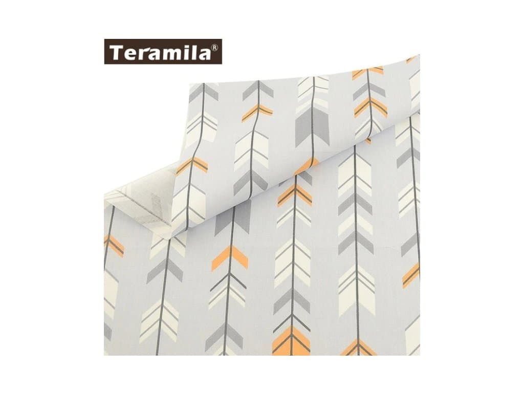 Mořská Bavlněná tkanina látka šedé šipky