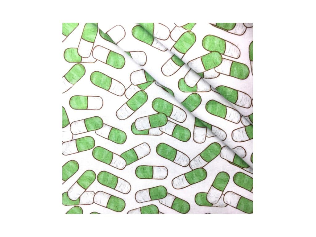 Polyesterová bavlněná tkanina látka Zdravotní potisk Pilulky
